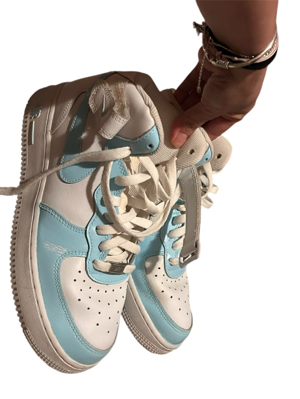 Kids High-Top Sneakers in Light Blue and White